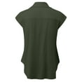 thumbnail image 5 of DOSUKRAI Linen Top Women Plus Size,Women Button Down Shirts Cotton Linen Cap Sleeve Summer Tops V Neck Collared Work Blouses Dressy Casual Summer T Shirt Army Green,L, 5 of 6