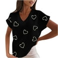 thumbnail image 2 of Lroveb Breast Cancer Awareness Shirts for Women V Neck Print Love Short Sleeve T Shirt Pink Ribbon Graphic Tees Black, 2 of 5