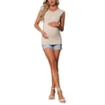 thumbnail image 2 of INSPIRE CHIC Women's Mother's Days Maternity Spring Top Short Sleeve Pullover Tops Basic Ribbed Knit Slim Fitted Casual Shirts 2026 S Khaki, 2 of 6