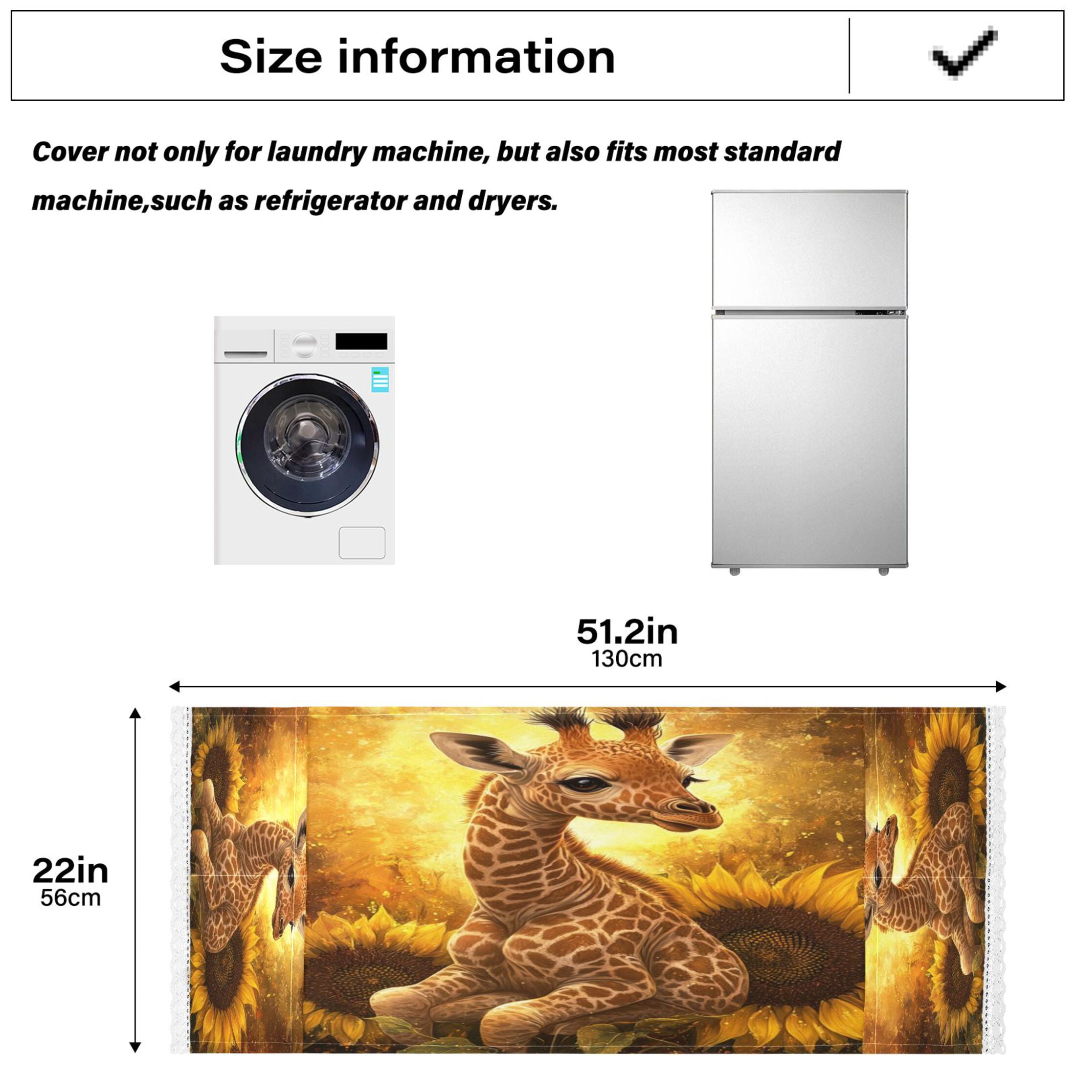 WOBOGO Giraffe Sunflower Illustration Washing Machine Cloth Dryer Refrigerator Top Cover Protective Non-Slip Mat For Kitchen Laundry