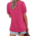 thumbnail image 5 of Summer Women's Casual Puff Short Sleeve T-Shirts Square Neck PleatedTrendy Tunic Tops, 5 of 6