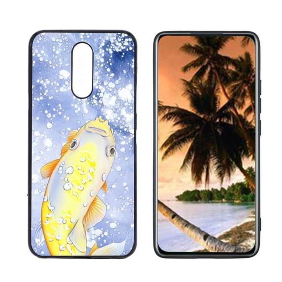 Compatible with LG Solo LTE Phone Case, Gold-Koi-Fish-3 Case Silicone Protective for Teen Girl Boy Case for LG Solo LTE
