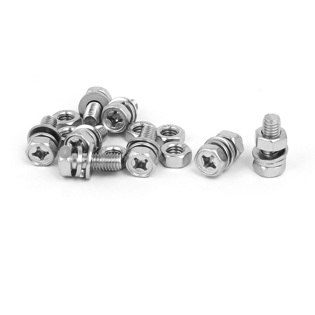 sourcing map 8PCS M10x1mm filetage métrique acier inox 304 écrou embase hex