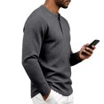 thumbnail image 5 of UDAUDU Mens Long Sleeve Shirt Waffle Casual Button Down Thermal Henley Shirts Lightweight Fall Winter Tshirts Pullover Dark Gray XL, 5 of 8