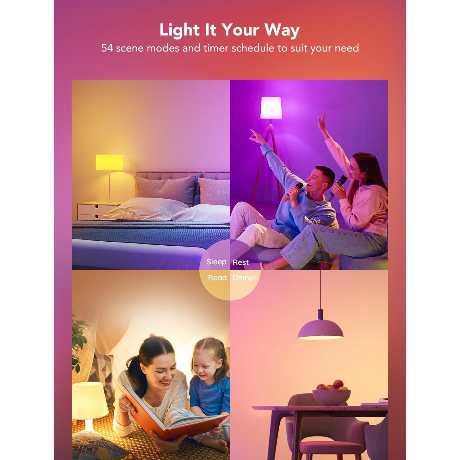 Smart Light Bulbs, 1200 Lumens Dimmable BR30 Bulbs, RGBWW Color Changing Light Bulb, Flood Light Bulbs Work with Alexa, Google Assistant, WiFi & Bluetooth LED Bulbs, Music Sync, 2 Pack