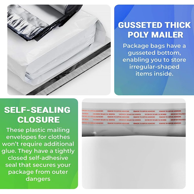 Gusseted Large Poly Mailers 20X24x4 Size. Pack Of 50 White Poly