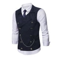 thumbnail image 5 of XIAOCHA Men's Steampunk Double- Vest Notched Lapel Chain Detail Waistcoat Vintage Formal Party Gothic Suit Top, 5 of 8