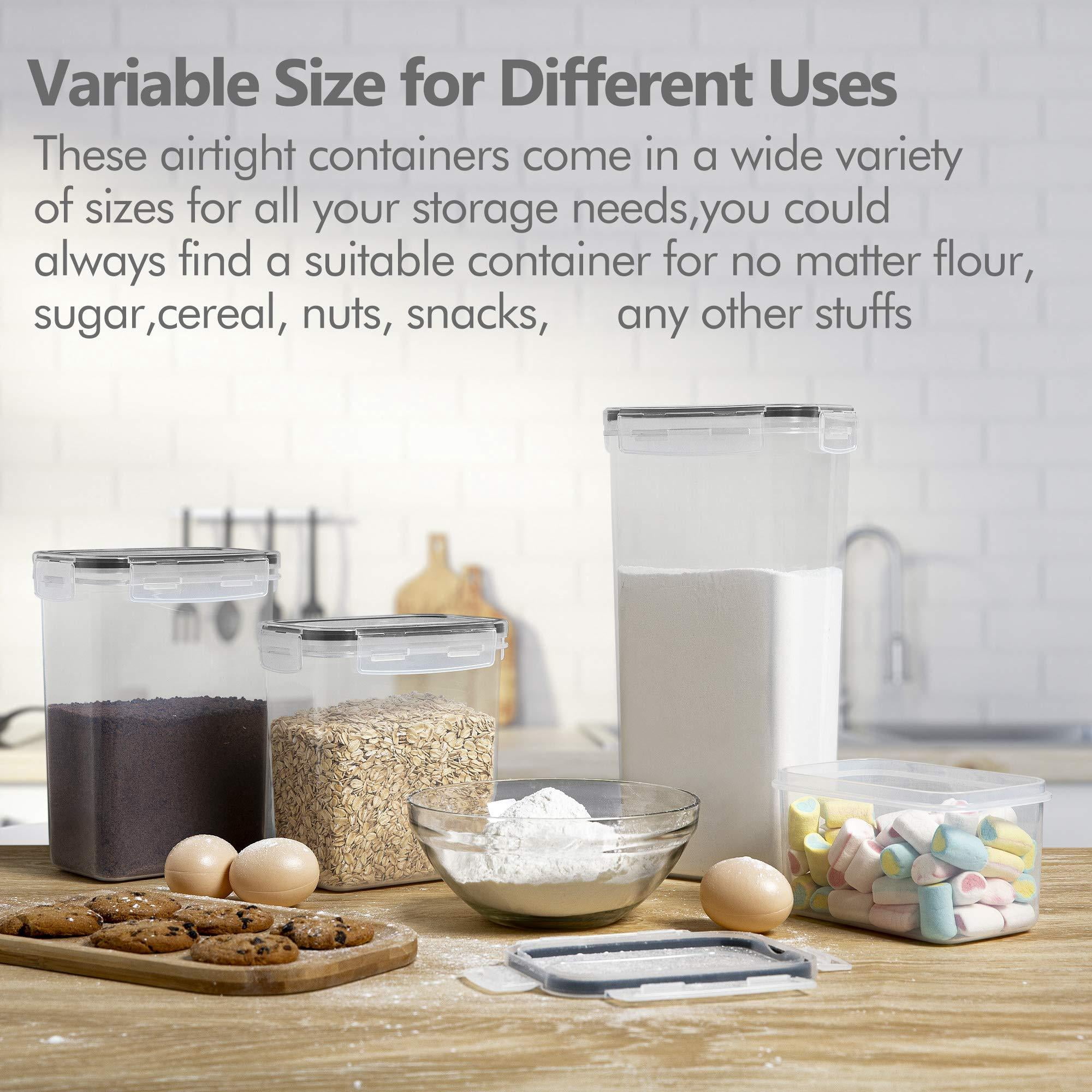 Airtight Plastic Food Storage Containers Set 14 Piece Pantry Organization for Dry Goods