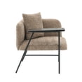 thumbnail image 6 of Lounge Accent Chair with Small Table and Pillow, Modern Upholstered Single Sofa Armchair with Side Pockets and Metal Legs, Reading Seating for Bedroom Home Office, Khaki, 6 of 11