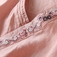 thumbnail image 3 of Women's Tops, Tees & Blouses Cotton Linen Floral Print Crew Neck Short Sleeve Boho Womens Spring Summer Shirts, 3 of 4