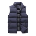 thumbnail image 4 of TKKCS Mens Stand Collar Puffer Vest Jacket- Sleeveless Quilted Winter Warm Full Zip Padded Waistcoat with Zipper Pockets Blue Size 2XL, 4 of 4