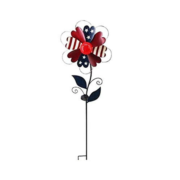 Moonrays 96355 Solar Powered Patriotic Heart Flower Windmill Solar Stake Light Walmart Com Walmart Com