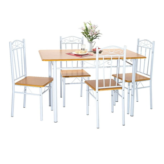 Comedor 4 Sillas Y Mesa Juego de Comedor Madera MDF Moderno Minimalista 4 Personas una Estructura De Metal Resistente Y Estable