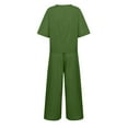 thumbnail image 5 of GILIGEGE Linen Sets for Women 2 Piece Summer Cotton Linen Set for Women Loose Outfits Short Sleeve Top Wide Leg Long Pants Suit Solid Matching Sets Wide Leg Pants Tracksuit Lounge Matching Sets, 5 of 5