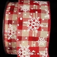 thumbnail image 2 of The Ribbon People Red and White Snowflakes on Plaid Wired Christmas Craft Ribbon 2.5" x 20 Yards, 2 of 2