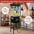 thumbnail image 4 of QEEKA 12Oz Popcorn Machine with Cart,Movie Theater Popcorn Poppers with Stainless Steel Kettle,Tempered Glass，8" Shelf,Vintage Red Design for Parties and Concession Stands,Black-Golden, 4 of 10