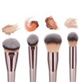 thumbnail image 4 of Heytea Juego de 4 brochas de maquillaje de lujo color champán dorado, base sintética de primera calidad, polvo de mezcla, crema líquida, corrector cónico, contorno de cara, 4 of 5