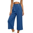 thumbnail image 2 of Noric Women's High Waist Wide Leg Capri Pants with Button Casual Loose Fit Summer Dressy Trousers, 2 of 8