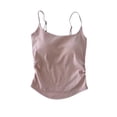 thumbnail image 3 of UVEASISHA Cami Tops for Women With Built In Bra Spaghetti Strap Padded Wireless Longline Tank Tops Slim Fit Casual Wear Pink Free Size, 3 of 10