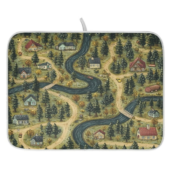 Forest Village Dish Drying Mat for Kitchen, Quick Drying Absorbent Soft Durable 16" x 18"