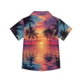 thumbnail image 6 of Binienty Tropical Palm Tree Sunset Girls Summer Button Down Shirt Breathable Girls Button Up Blouse Comfy Trendy Cuban Collar Top Lightweight Kids Tropical Clothes, 6 of 7