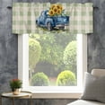 thumbnail image 4 of Spring Sunflower Valances for Windows Watercolor Blue Truck Green Plaid Rod Pocket Curtain Valance Window Treatment Short Curtains for Kitchen Living Room, 42"x18", 4 of 9