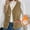 Coffee women's sleeveless fleece vest a1, variant on Women Fall Winter Sleeveless Fleece Vest Warm Button Down Open Front Casual Jacket Solid Coat Basic Layering Tops Outdoor Daily Wear, Green L
