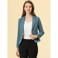 thumbnail image 2 of Allegra K Chaqueta abierta traje oficina mujeres Azul Gris-Sólido S, 2 of 5