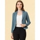 thumbnail image 2 of INSPIRE CHIC Chaqueta abierta de la chaqueta del traje de la cosecha del trabajo de la oficina del frente de las mujeres Azul Gris-Sólido M, 2 of 5
