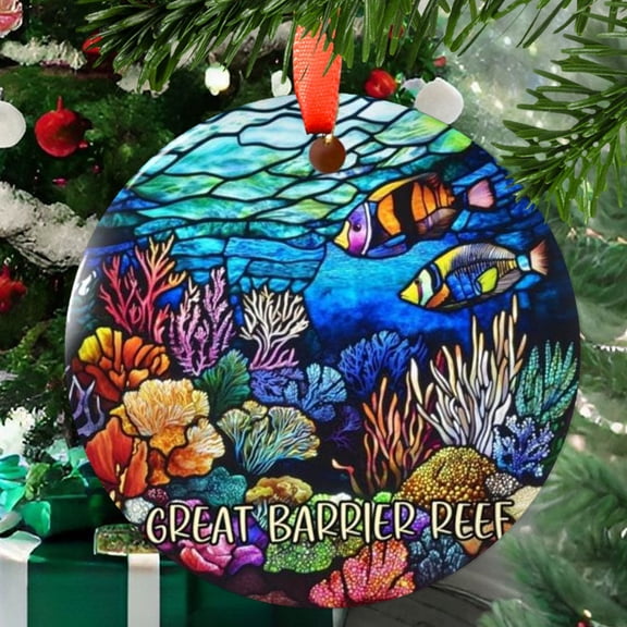 Great Barrier Reef Christmas Ornament, Ceramic/Acrylic - Great Barrier Reef City Travel Souvenir, Tree Hanging Ornament, Vacation Keepsake 2025, Gift for Explorers, Collectible 2025