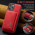 thumbnail image 3 of 2 in 1 Detachable Wallet with Card Holder Magnetic Phone Case for IPhone 13 12 Mini 16 15 Plus14 13 11 Pro Max PU Leather Cover Red For iPhone 16 Plus, 3 of 6