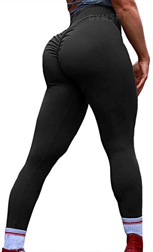 GYMSPT High Waisted Yoga Pants for Women Tummy Control Ruched Butt Lifting Workout Scrunch Leggings Booty Tights