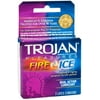 TROJAN Fire & Ice Condoms Lubricated Latex 3 Each (Pack of 2)