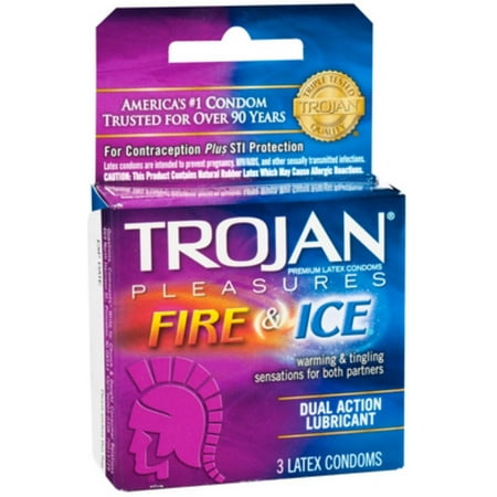 TROJAN Fire & Ice Condoms Lubricated Latex 3 Each