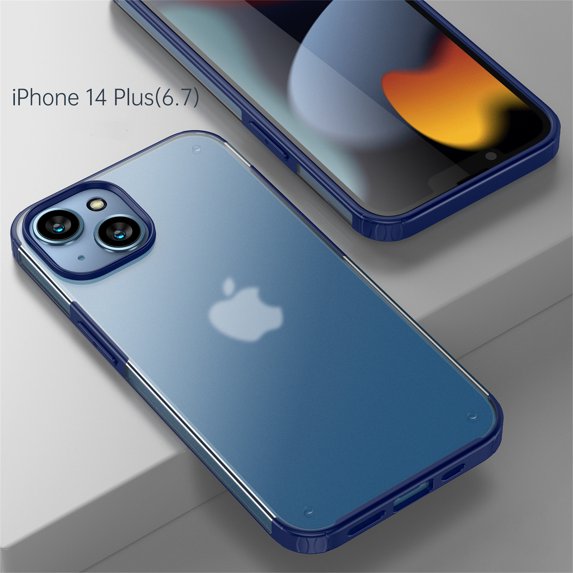 SaniMore for iPhone 14 Plus 6,7" 2022 Case, Wear-resistant Frosted PC Backplane & Shockproof Soft TPU Bumper Anti-fall Anti-scratch Thin Lightweight Cover for iPhone 14 Plus 6,7" 2022, Blue