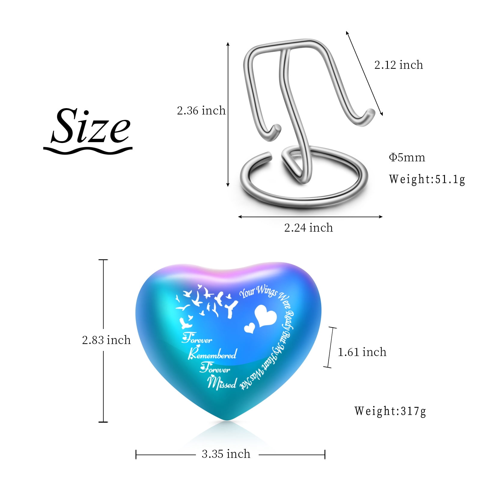 Heart Keepsake Urn - For Human Ashes Mini Urn with Box & Stand  Heart Shaped Urn Memorial Small Keepsake Urn Handcrafted Small Memorial Urn for Ashes