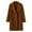 Brown, variant on Jacenvly Winter Coats for Women Solid Trench Coat Thickening Warmth Long Sleeve Cardigan Lapels Button 1 Jacket Casual Fashion Long Blouse
