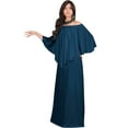 thumbnail image 4 of KOH KOH Long Strapless Cocktail Evening Off The Shoulder Cold Sexy Evening Flowy Formal Full Floor Length Tall Drape Gown Maxi Dress For Women Blue Teal XXXX-Large US 26-28 NT059, 4 of 6
