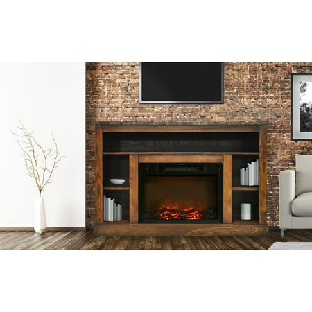 

Cambridge Seville 47 Freestanding Electric Fireplace with Remote| Log Insert | Walnut Mantel | For Rooms up to 210 Sq.Ft. | Storage | Adjustable Heat Settings | 9-Hour Timer