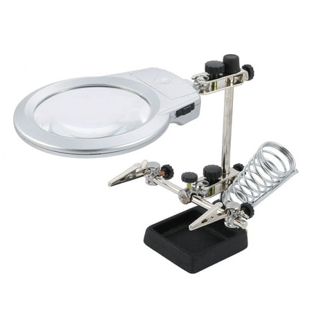 Unique Bargains Helping Hand Magnifier  Light With Soldering Stand Magnifying