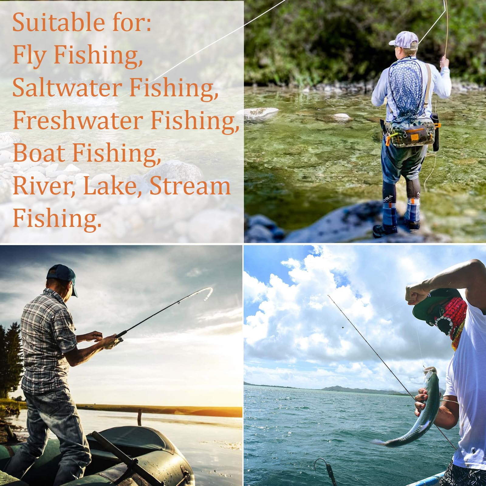 Fly Fishing Landing Net with Wooden Handle – Lightweight Knotless Rubber Mesh Design for Safe Fish Handling, Ideal for Trout, Bass, and Other Freshwater Species in Rivers, Lakes, and Streams