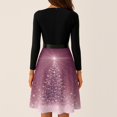 thumbnail image 4 of Women's Casual Fashion V Neck Long Sleeve Christmas Printed Party Vintage Dress for Holiday Events and Retro Style, Perfect for Women's Evening Wear,Purple,S, 4 of 5