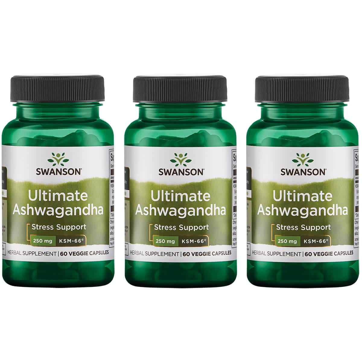 Swanson Ultimate Ashwagandha - Ksm-66 250 mg 60 Veg Caps 3 Pack