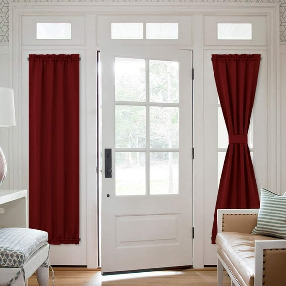 Blackout Front Door Curtain, Grey Curtains Thermal Insulated Sidelight French Door Privacy Panels for Window/Living Room/Sliding Door (25W by 72L inches, 1 Panel)