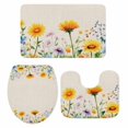 thumbnail image 2 of Spring Vintage Sunflower Bathroom Rugs Set Country Pastoral Yellow Floral Leaf Linen Non Slip Absorbent Soft Bath Mats 3 Piece Set with Bathroom Rug, U-Shaped Floor Mat, Toilet Seat Cover Small Size, 2 of 9