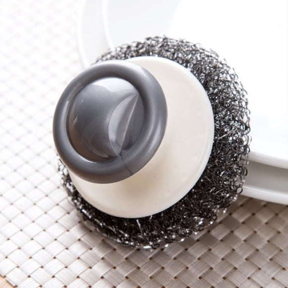 Brosse à Vaisselle Pratique en Acier Inoxydable avec Manche, Brosse à Casserole, 1 * Boule de Nettoyage en Solde