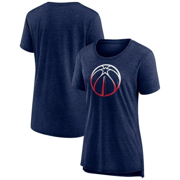Women's Heather Navy Washington Wizards Gradient Logo Tri-Blend T-Shirt