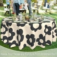 thumbnail image 6 of Vintage Groovy Flowers 60 inch Round Tablecloth,Black Daisy Circle Table Cover Stain Resistance Water Repellent Wrinkle-Free Table Cloth for Home Kitchen Dining Party Patio Indoor Outdoor, 6 of 6