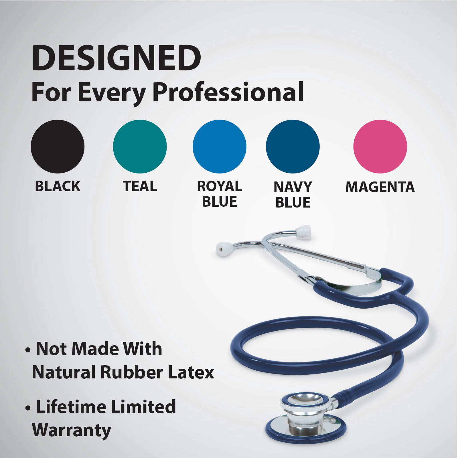 Prism Series Aluminum Dual Head Stethoscope, Navy Blue, Boxed