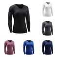thumbnail image 5 of Women's Pro Fitness Sports Tights Tops Shirts Stretch Long-sleeved Quick-drying Compression T-shirts Running Yoga Training Clothes,Dark Blue,2XL, 5 of 7